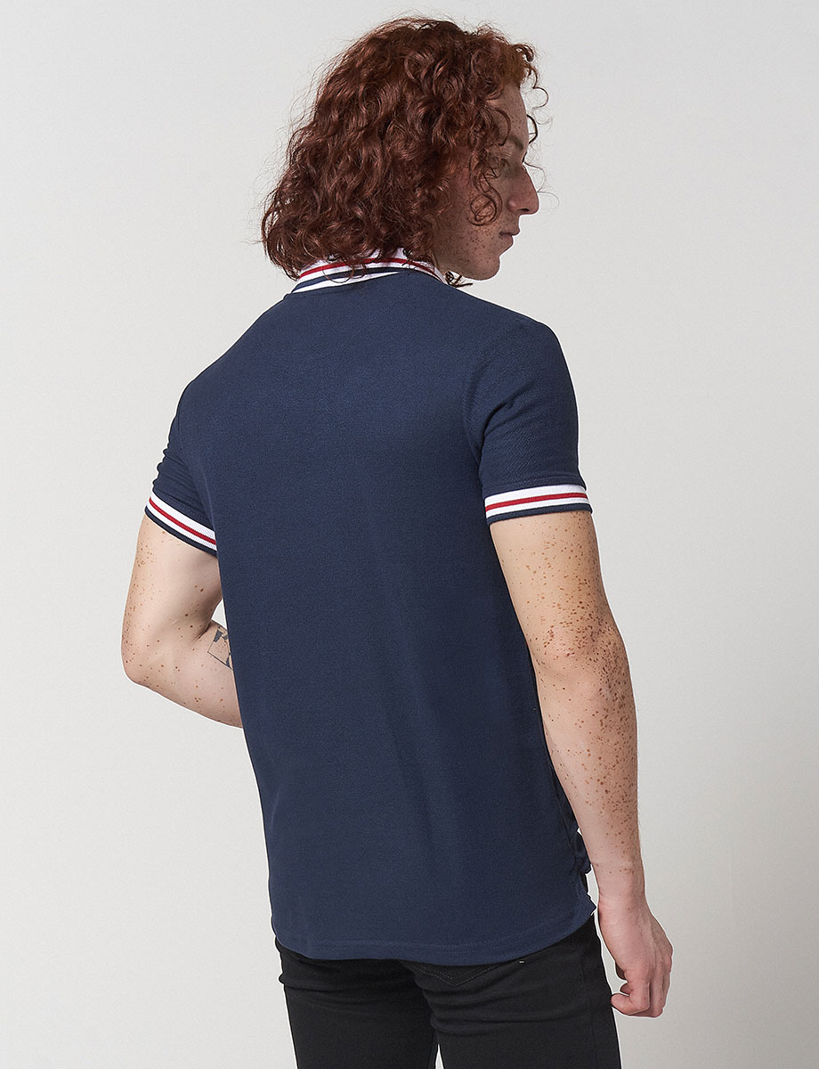 Camiseta Polo de Franja Azul Marino
