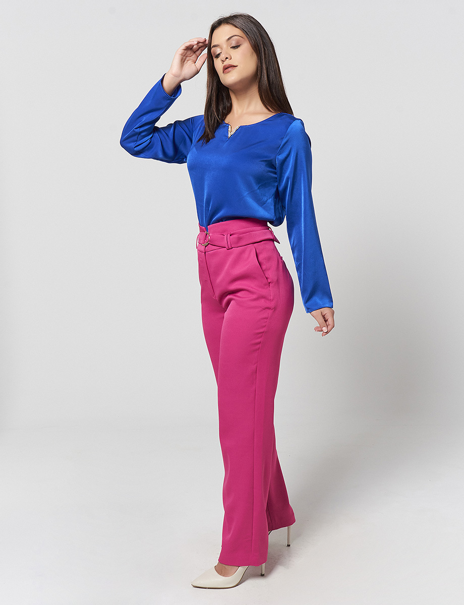 Pantalón Tiro Alto Fucsia