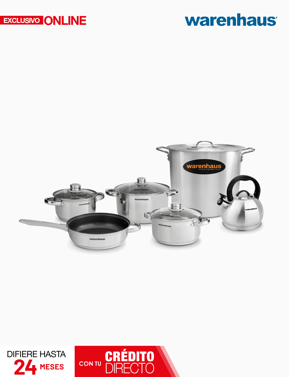 Combo de Ollas 7 Pzs + Tetera + Olla Industrial 16Lt | Warenhaus