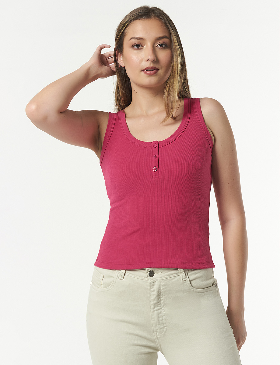 Top Botones Unicolor