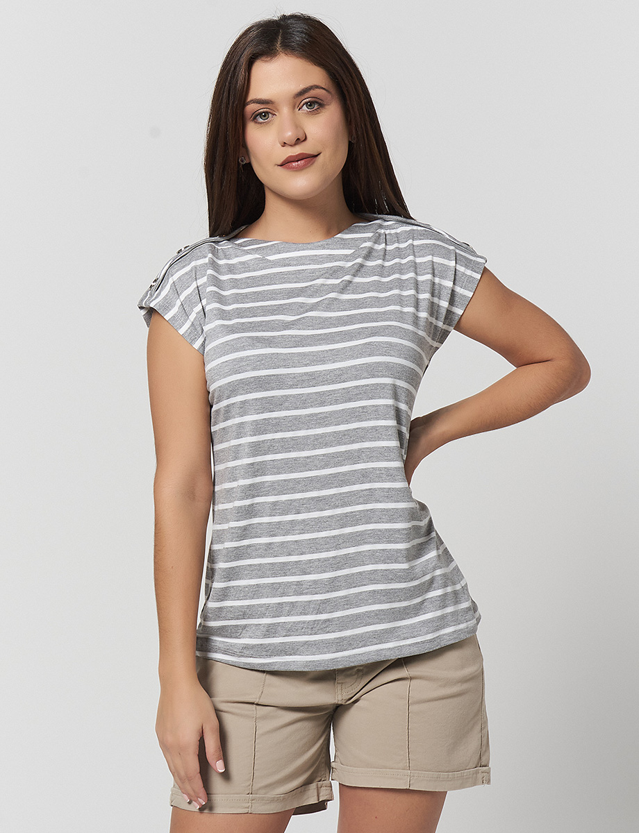 Camiseta a Rayas Gris