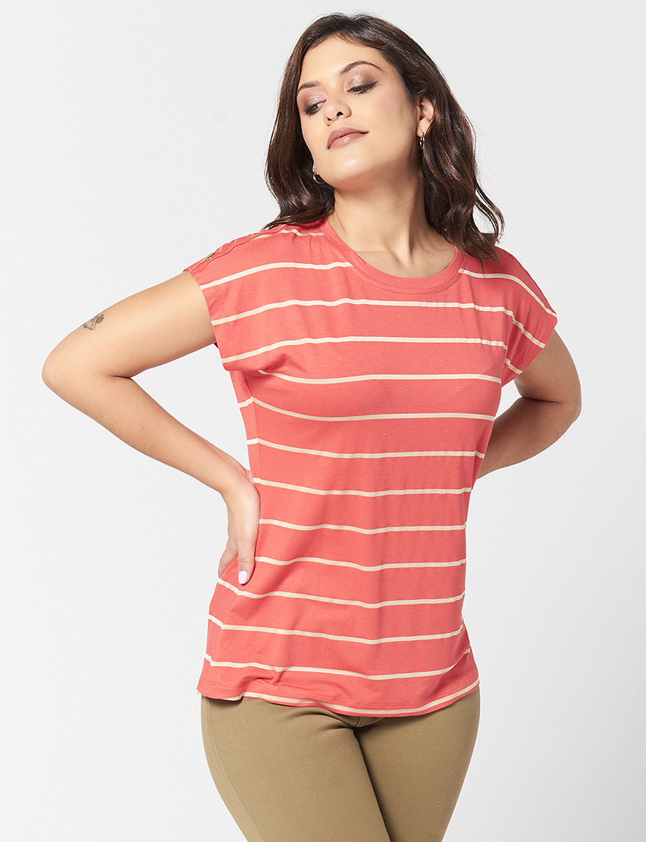Camiseta Rayas Coral