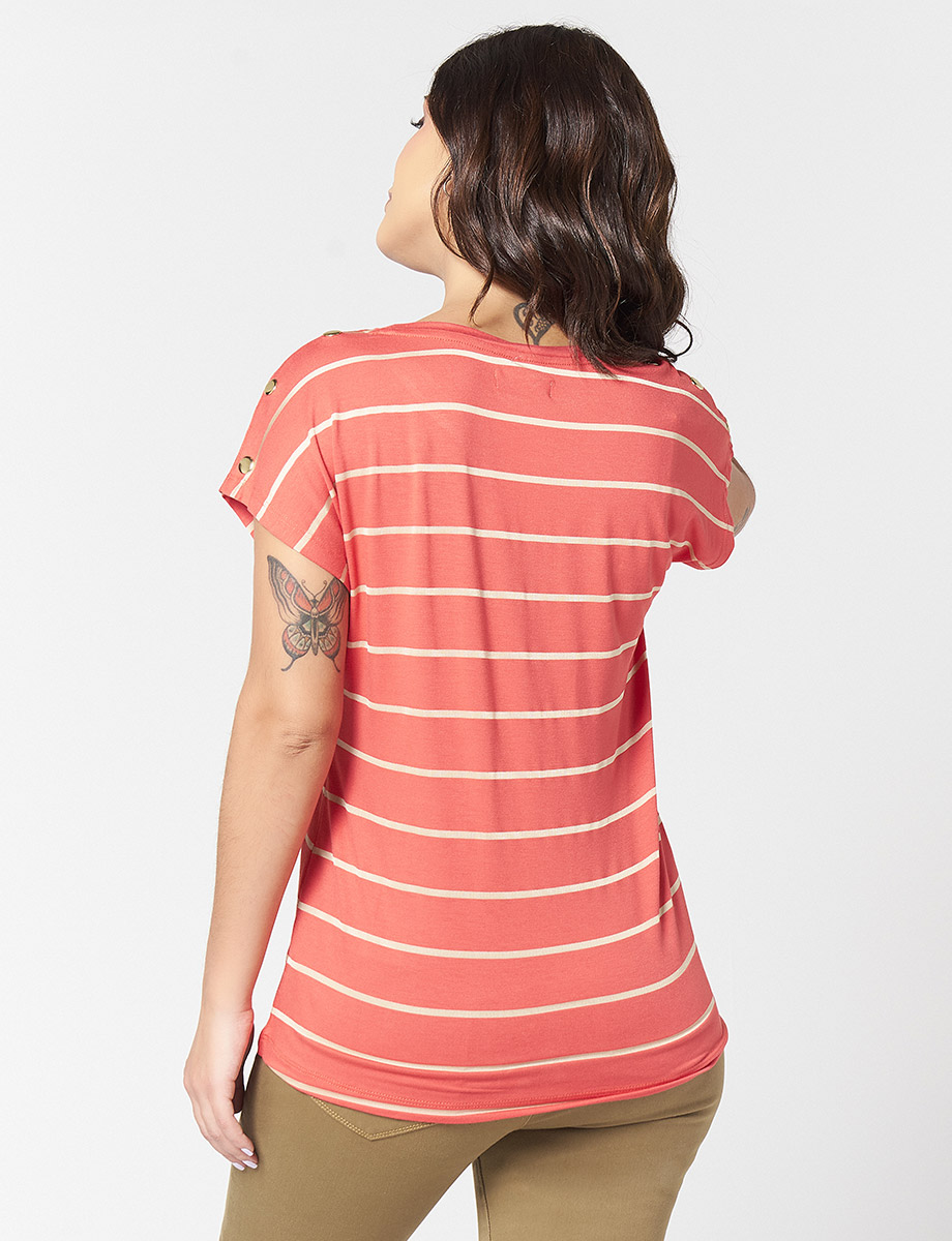 Camiseta Rayas Coral