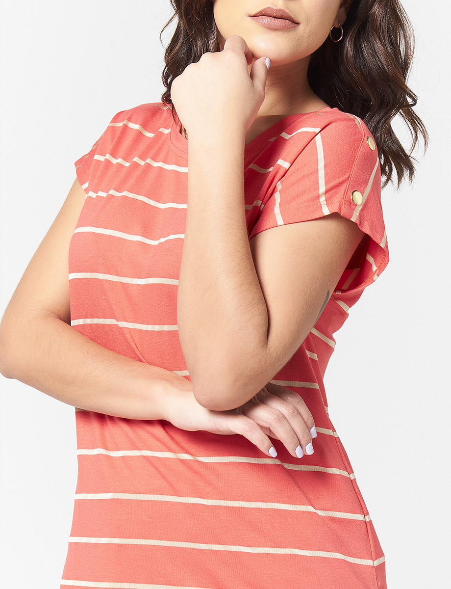 Camiseta Rayas Coral