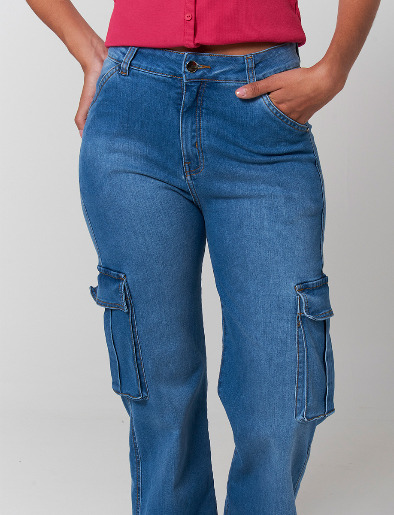Pantalón Cargo Azul Jean