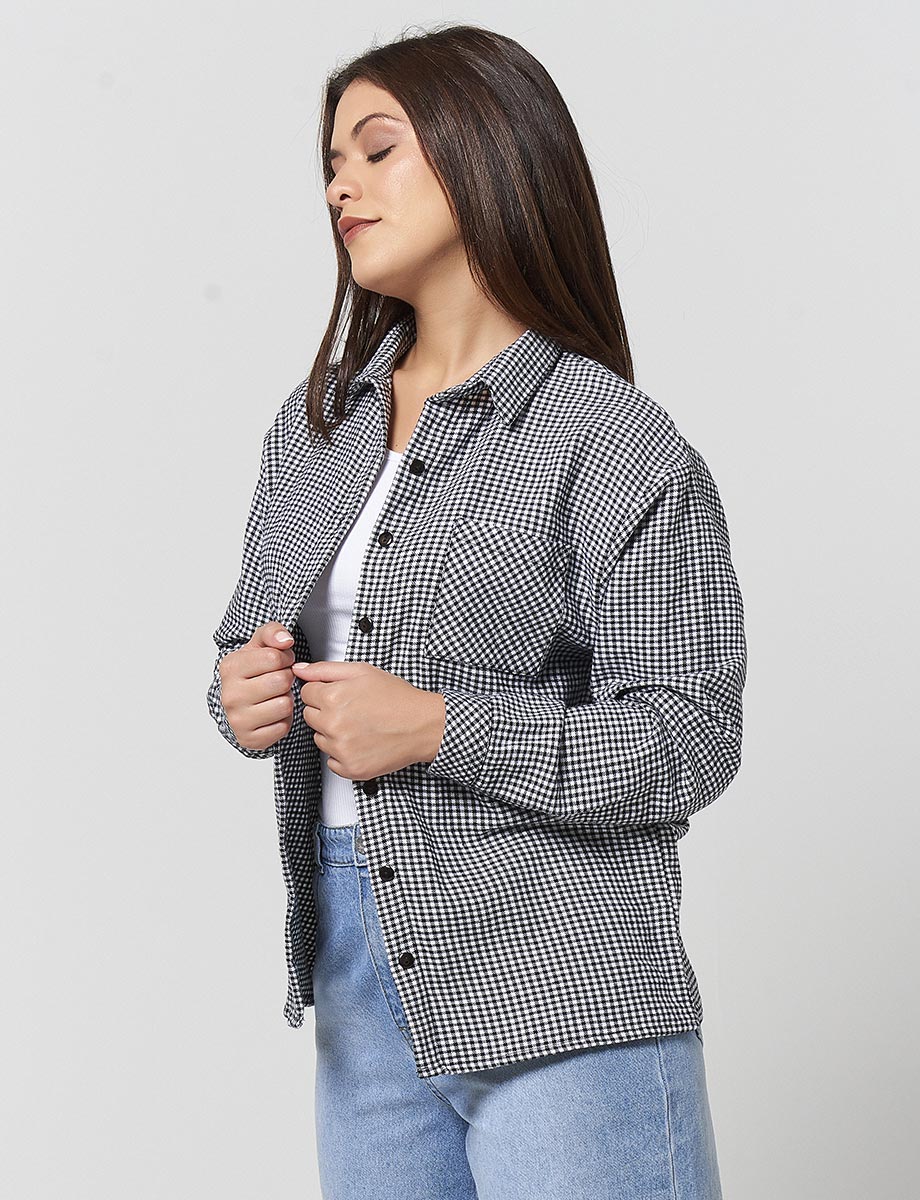 Blusa a Cuadros Blanco/Negro