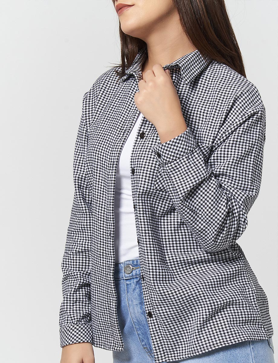Blusa a Cuadros Blanco/Negro