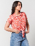 Blusa Print Hojas Coral