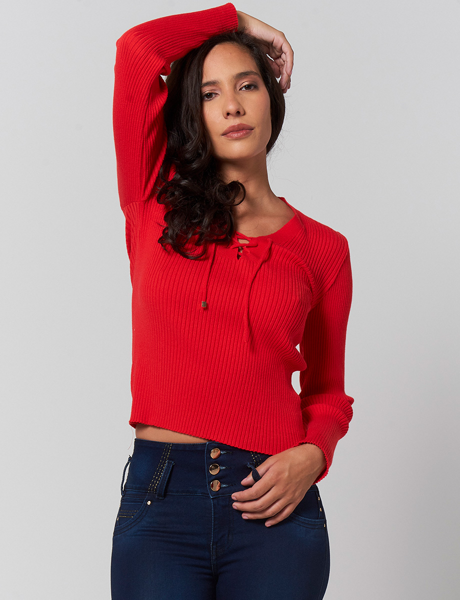 Sweater Trenza Rojo
