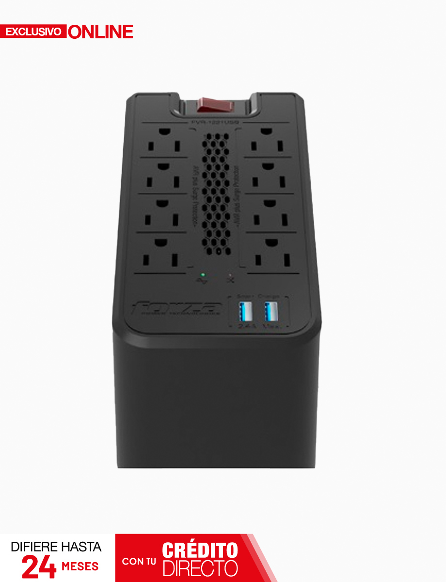 Regulador de Voltaje Automático 120V 8 Salidas + 2USB | Forza