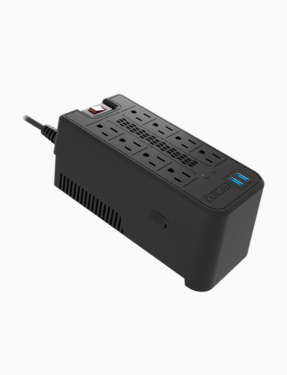 Regulador de Voltaje Automático 120V 8 Salidas + 2USB | Forza