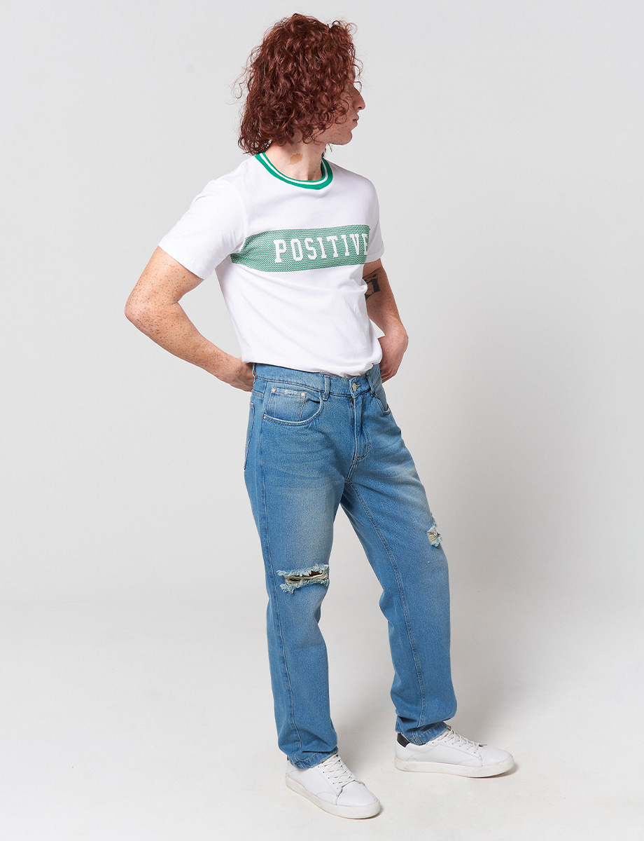 Pantalón Rotos Azul Medio