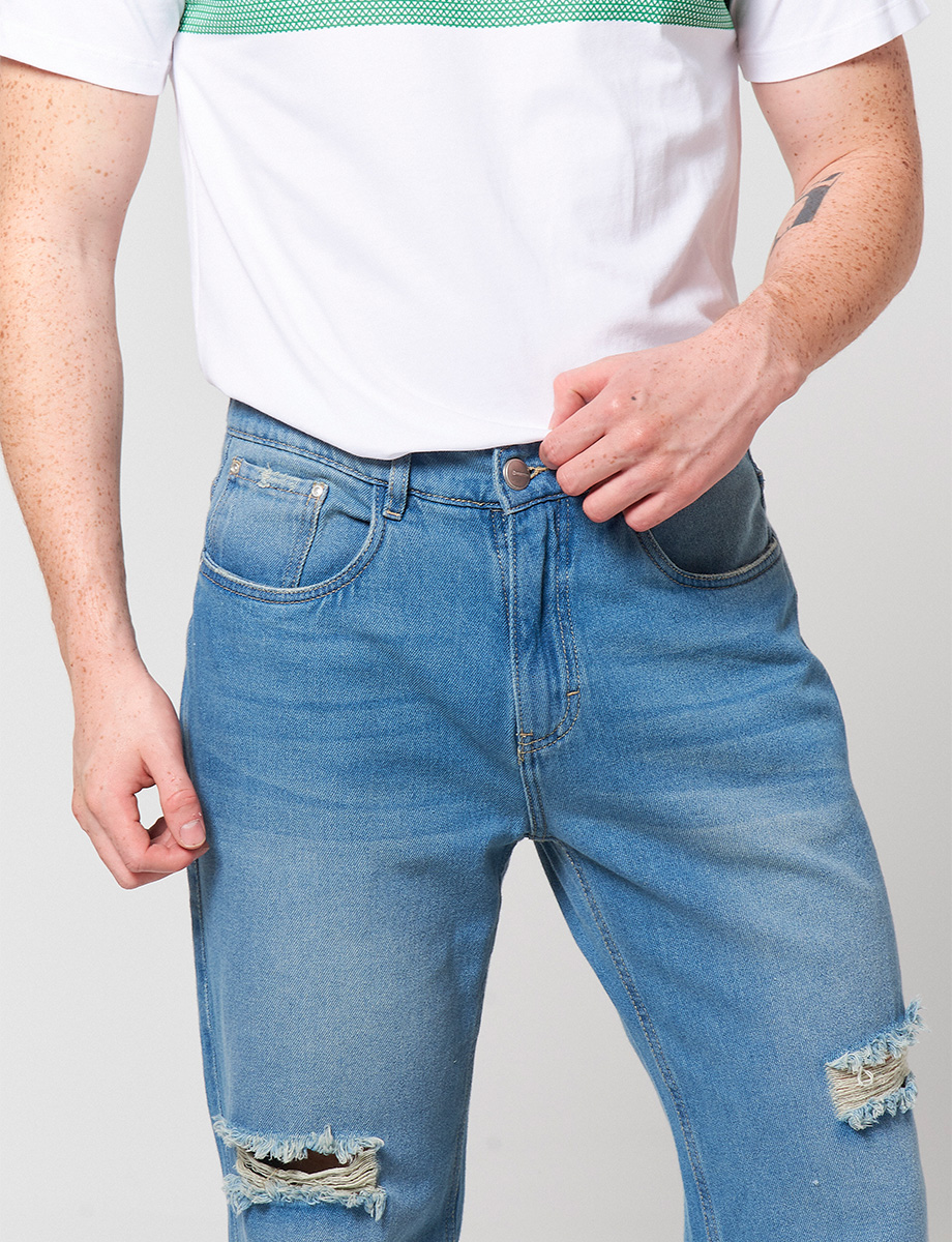 Pantalón Rotos Azul Medio