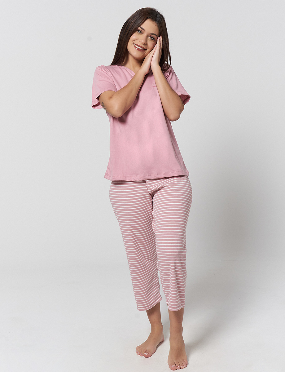 Pijama Camiseta + Capri Rosado