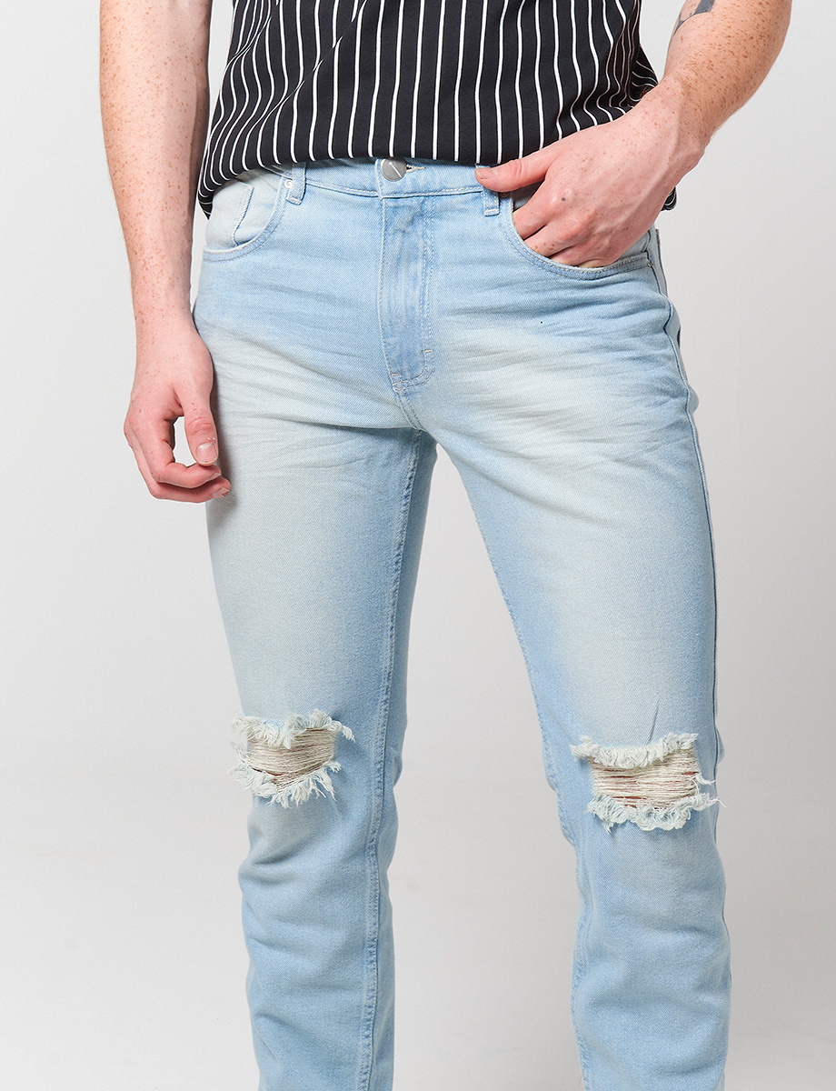 Pantalón Rotos Azul Claro