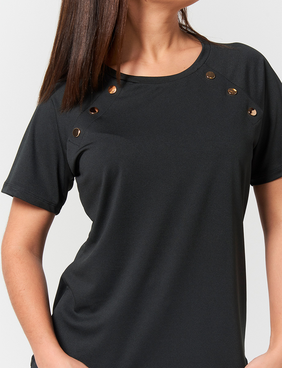 Camiseta con Apliques Unicolor