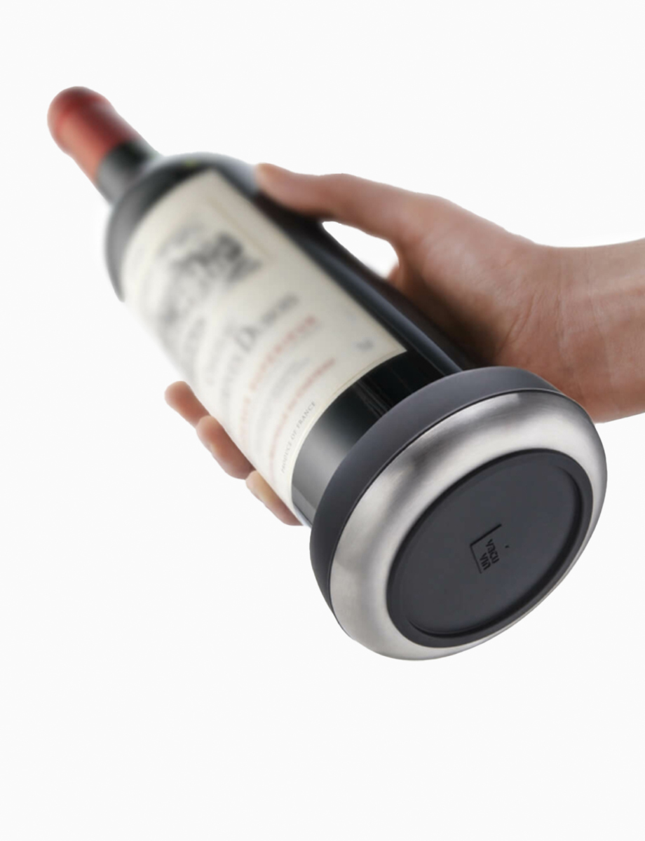 Base de Botellas en Acero Inoxidbale con Cubierta Negra | Vacu Vin