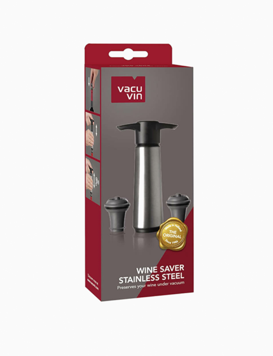 Bomba al Vacío Acero Inoxidable + 2 Tapones para Vino | Vacu Vin
