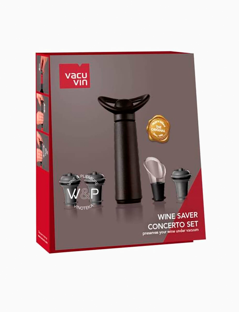 Bomba al Vacio Concerto + 3 Tapones Negro | Vacu Vin