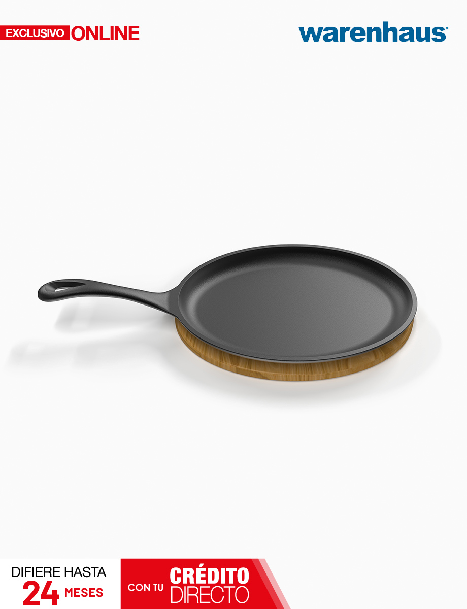 Sartén Ovalado 34 cm Hierro Fundido Negro | Warenhaus