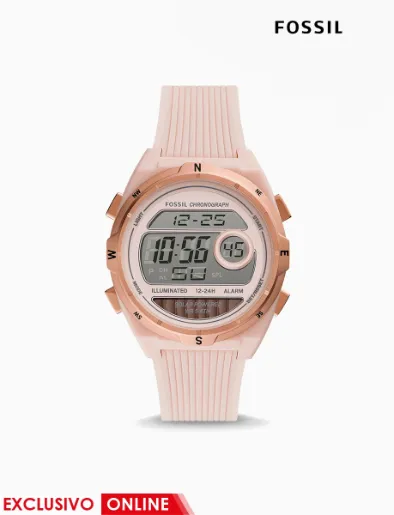 Reloj Digital de Silicona Rosa Everett | Fossil