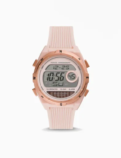Reloj Digital de Silicona Rosa Everett | Fossil