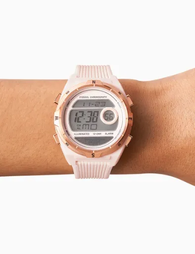 Reloj Digital de Silicona Rosa Everett | Fossil
