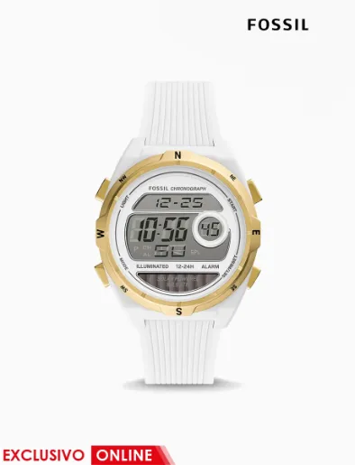 Reloj Digital de Silicona Blanco Everett | Fossil