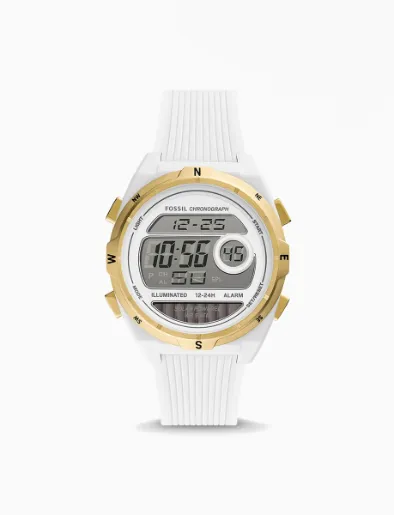 Reloj Digital de Silicona Blanco Everett | Fossil