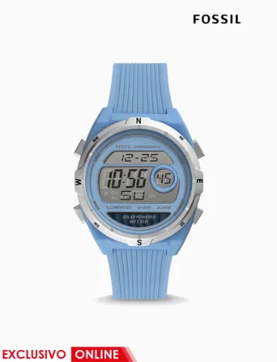 Reloj Digital de Silicona Azul Everett | Fossil