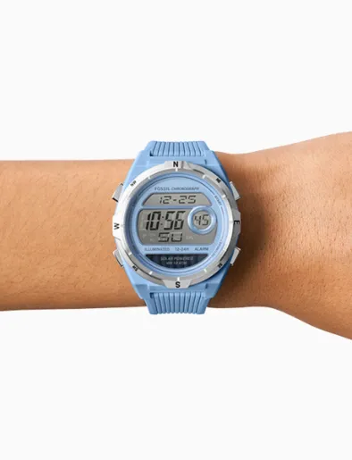 Reloj Digital de Silicona Azul Everett | Fossil