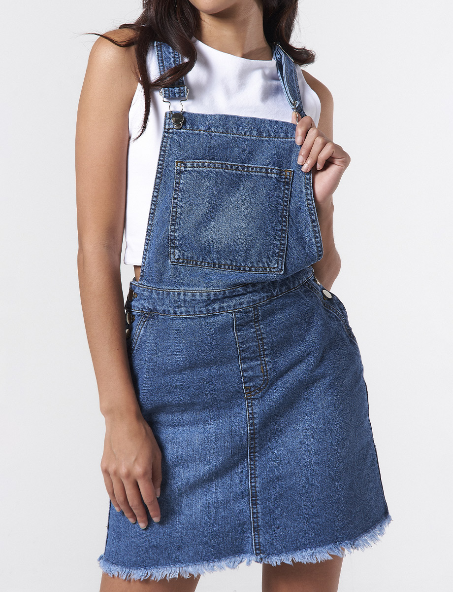 Vestido Overol Denim Azul Medio