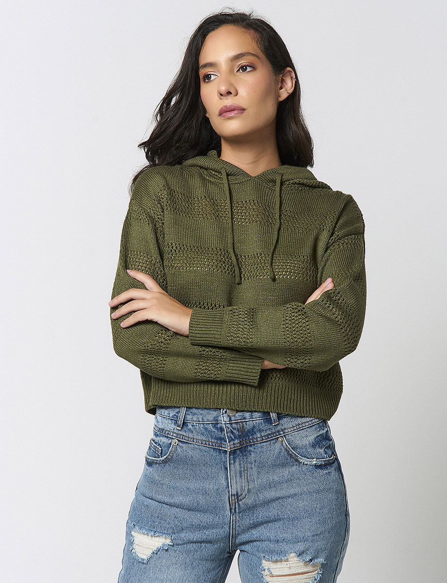 Sweater con Capucha Verde