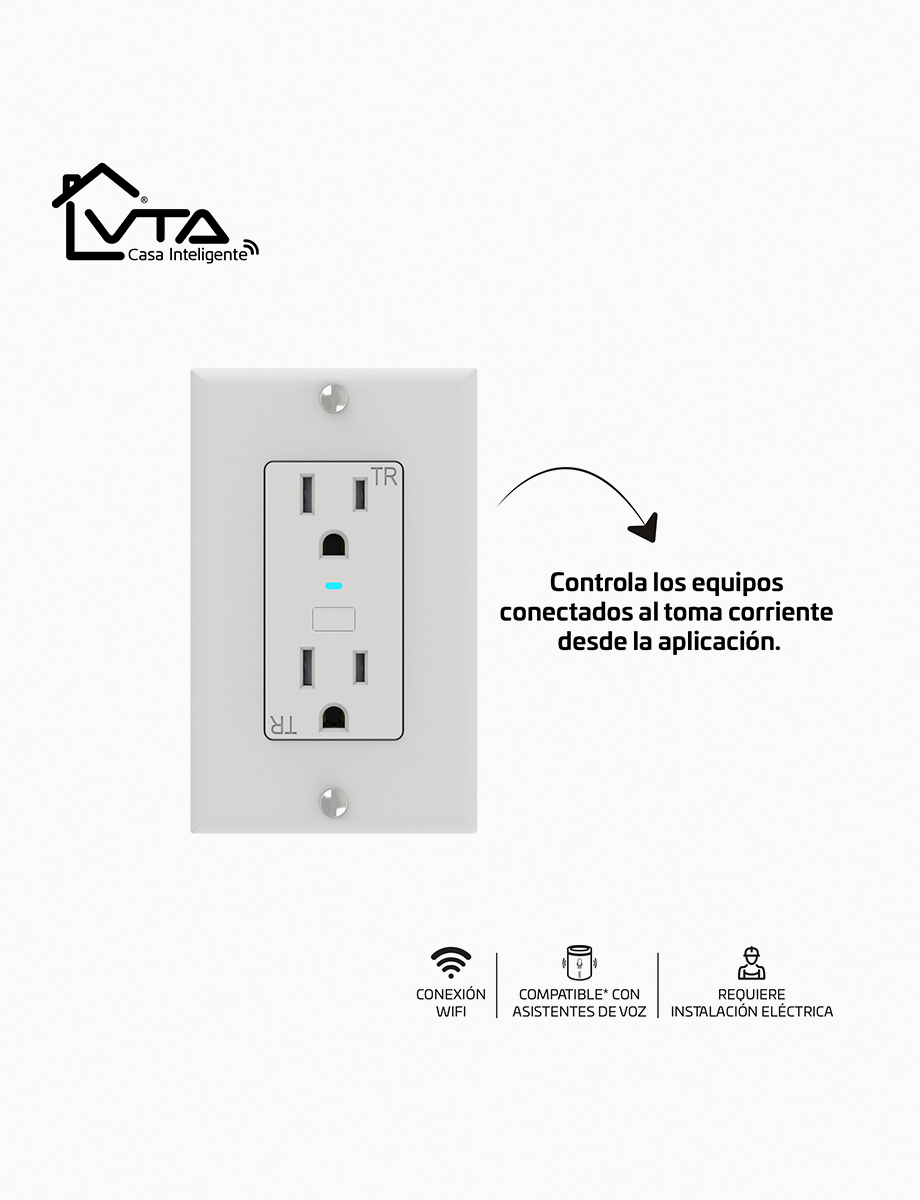 Tomacorriente Doble Inteligente Blanca | VTA+