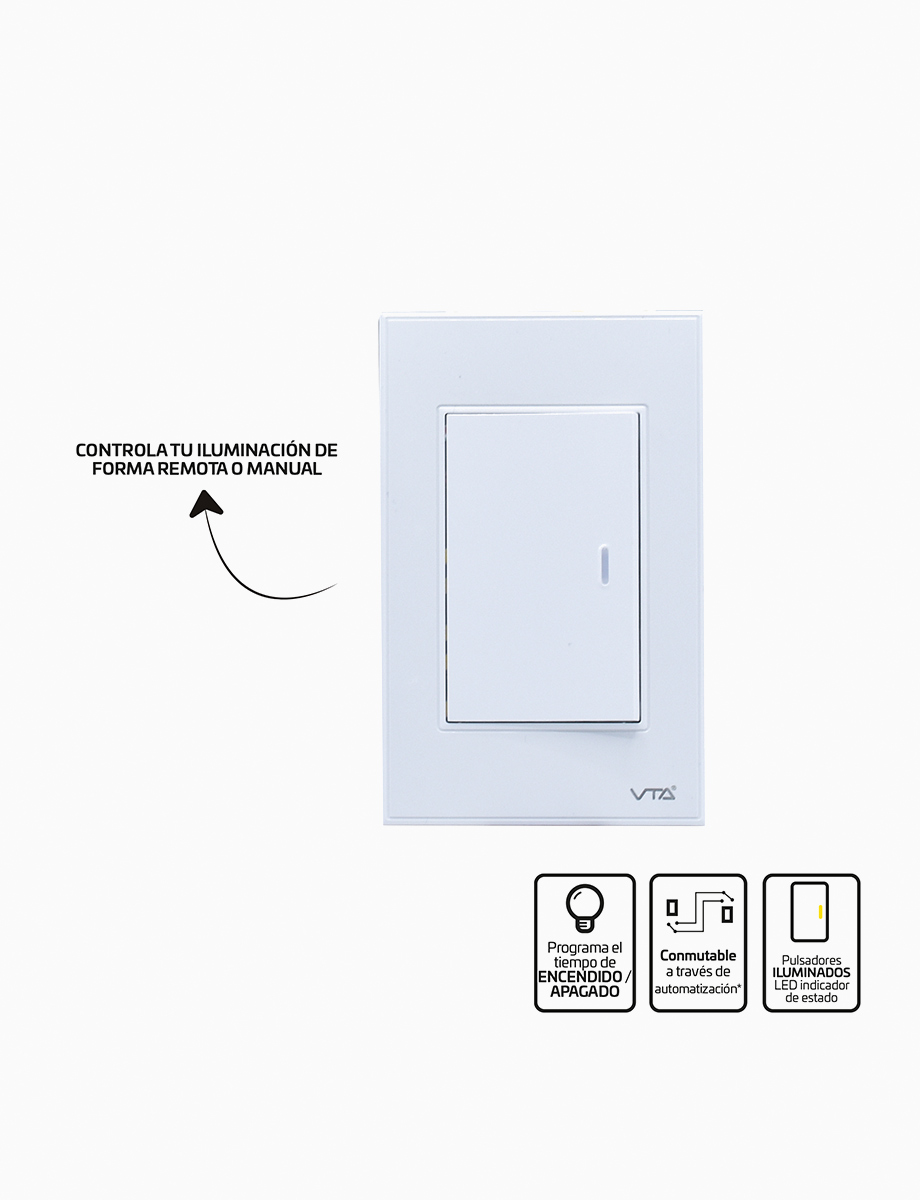 Interruptor Inteligente Sencillo Blanco | VTA+