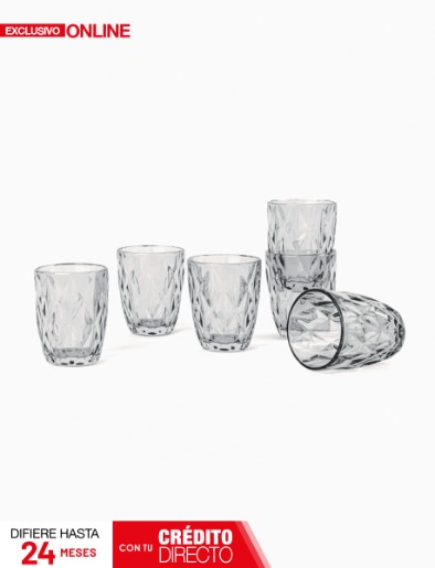 Set de Vasos de Vidrio x6 Labrado de 240 ml | BeHome