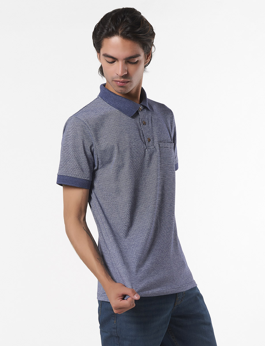 Camiseta Polo Bolsillo Azul