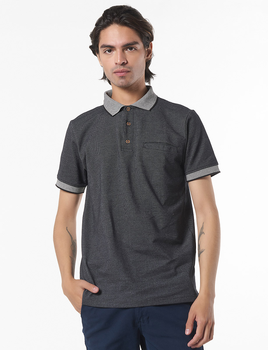 Camiseta Polo Textura Negro