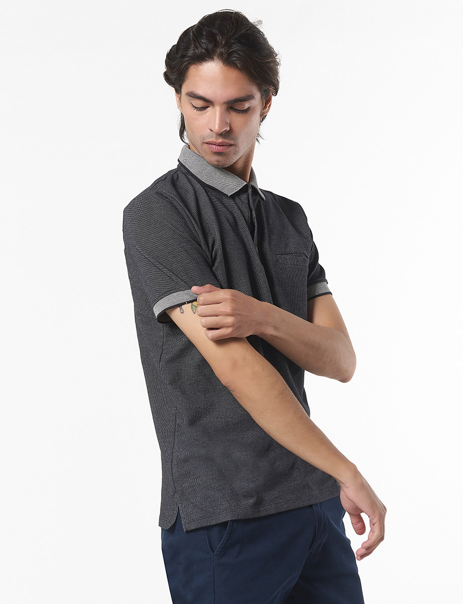 Camiseta Polo Textura Negro