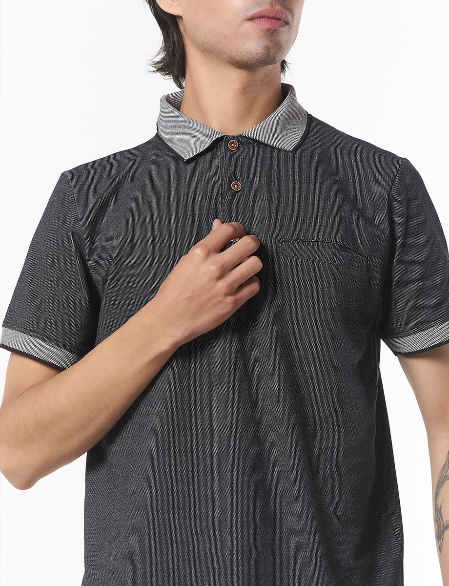 Camiseta Polo Textura Negro