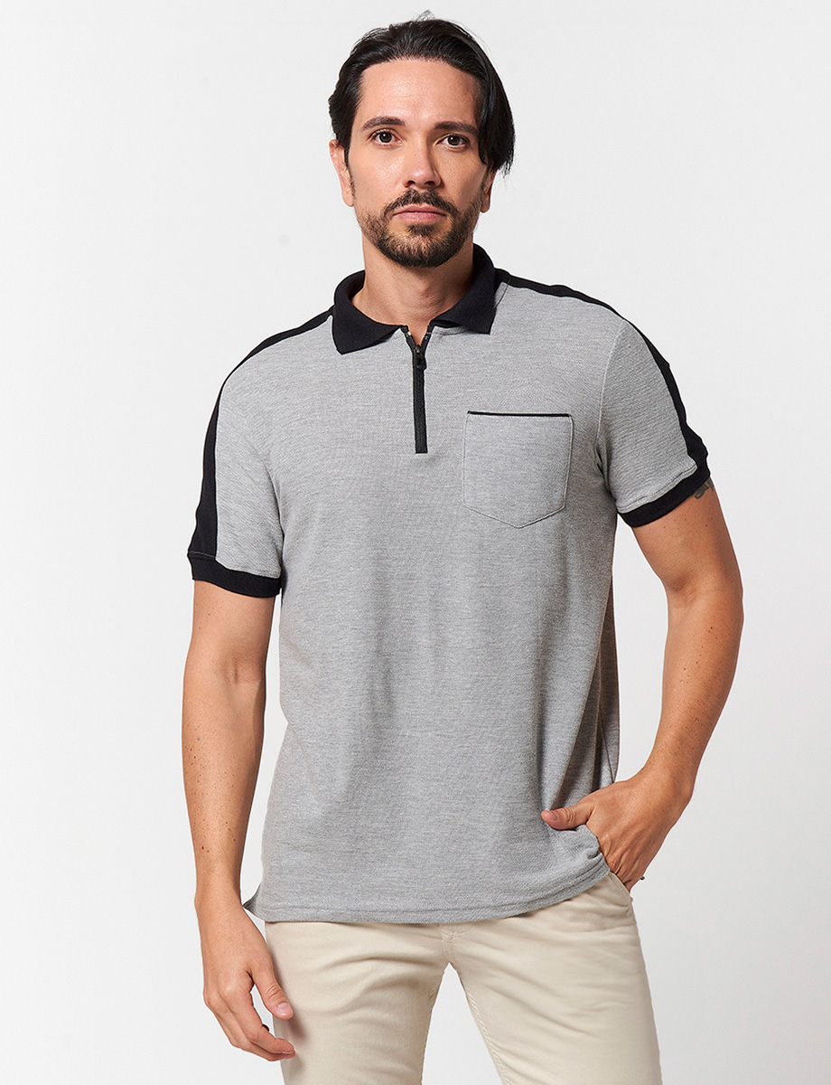 Camiseta Polo Gris/Negro