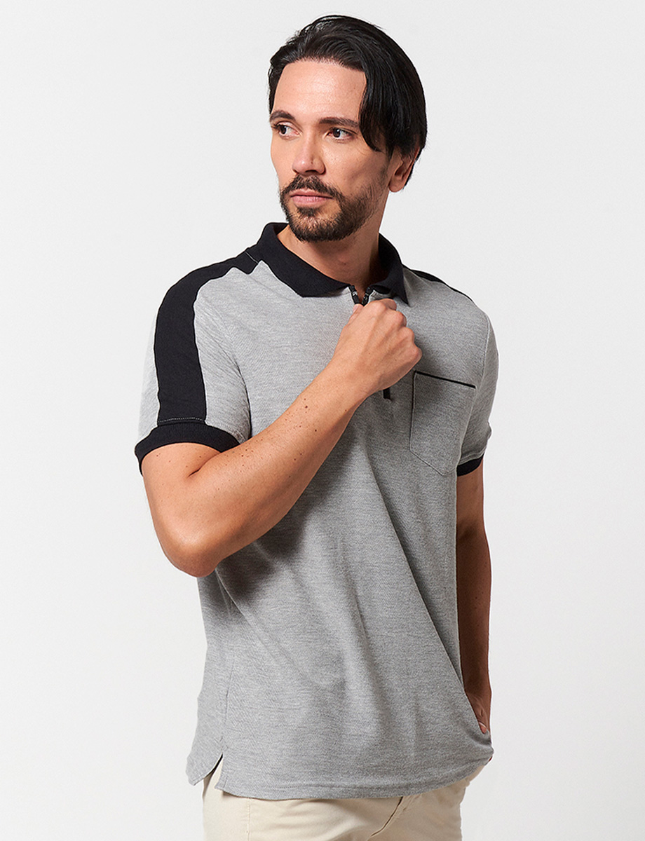 Camiseta Polo Gris/Negro