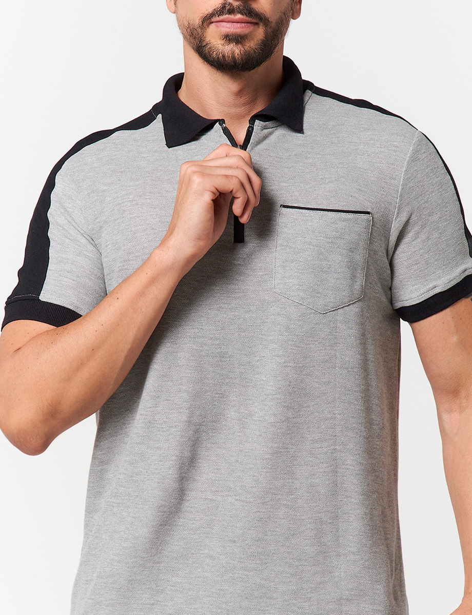 Camiseta Polo Gris/Negro