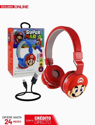 Audífonos Tipo Diadema Mario Bros Bluetooth