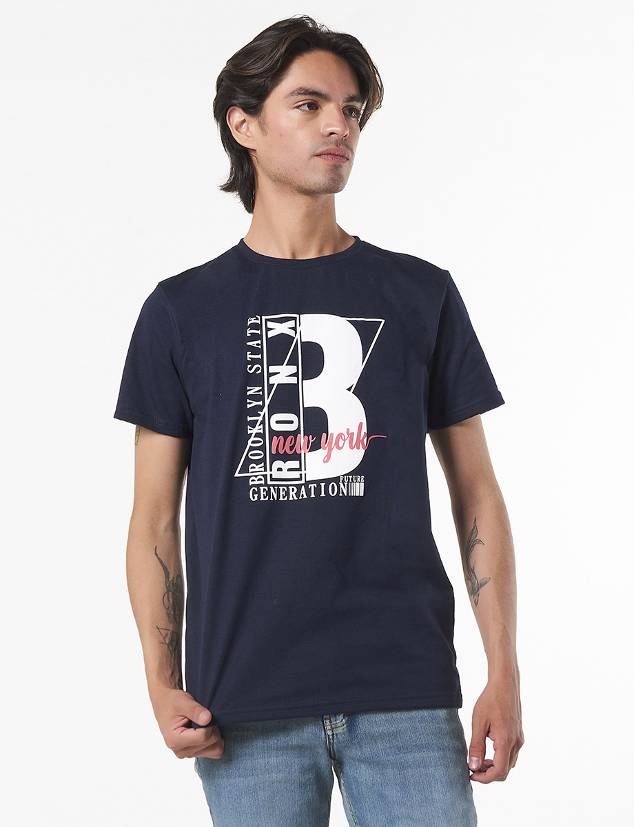 Camiseta Estampada Azul Marino