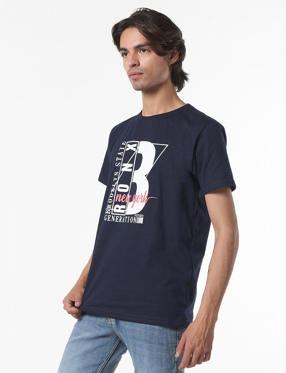 Camiseta Estampada Azul Marino