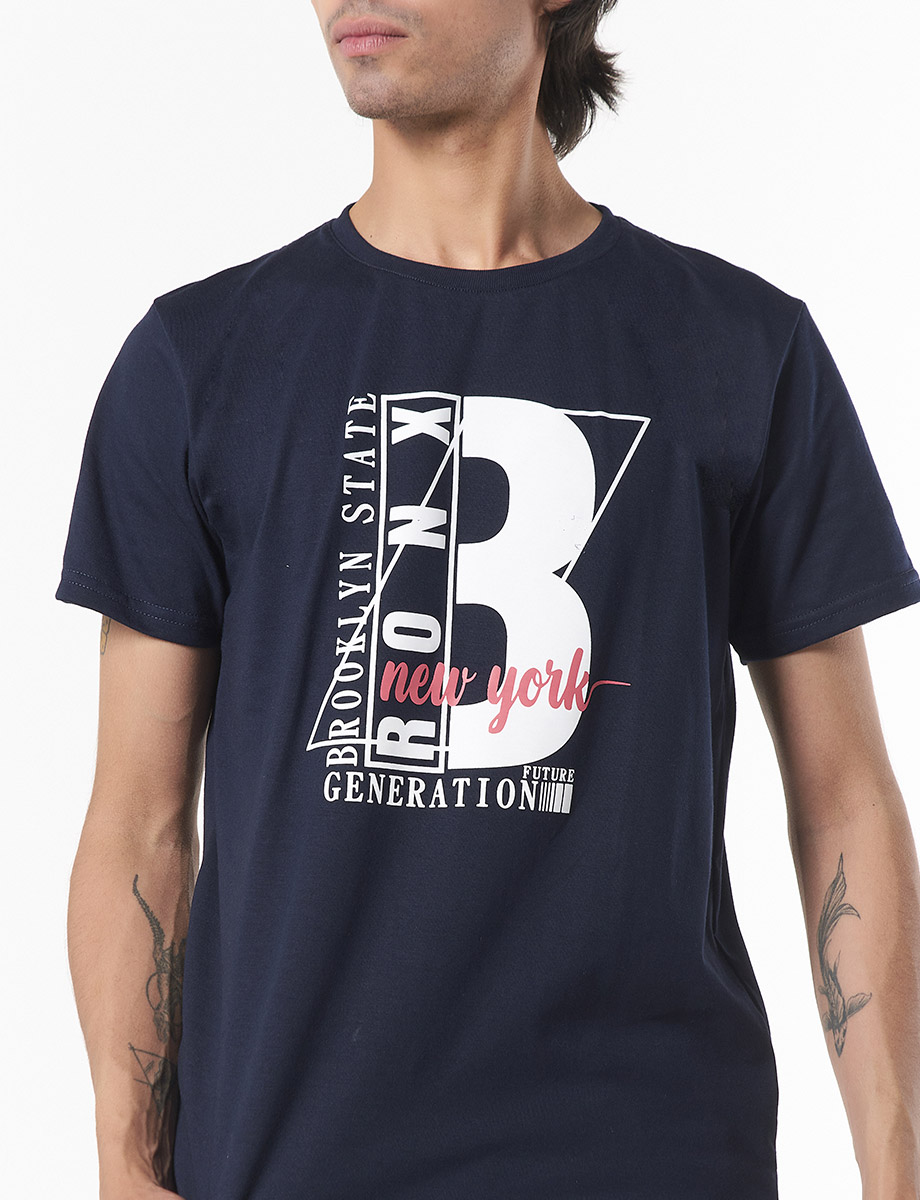 Camiseta Estampada Azul Marino