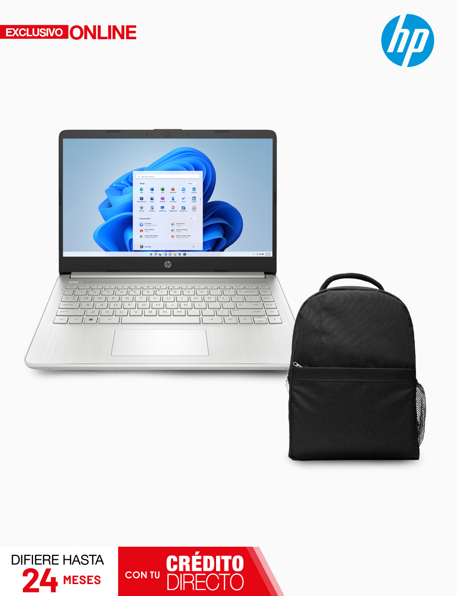 Notebook Intel Core I5 de 14" con 256GB y RAM 8GB Plateado | HP + Mochila