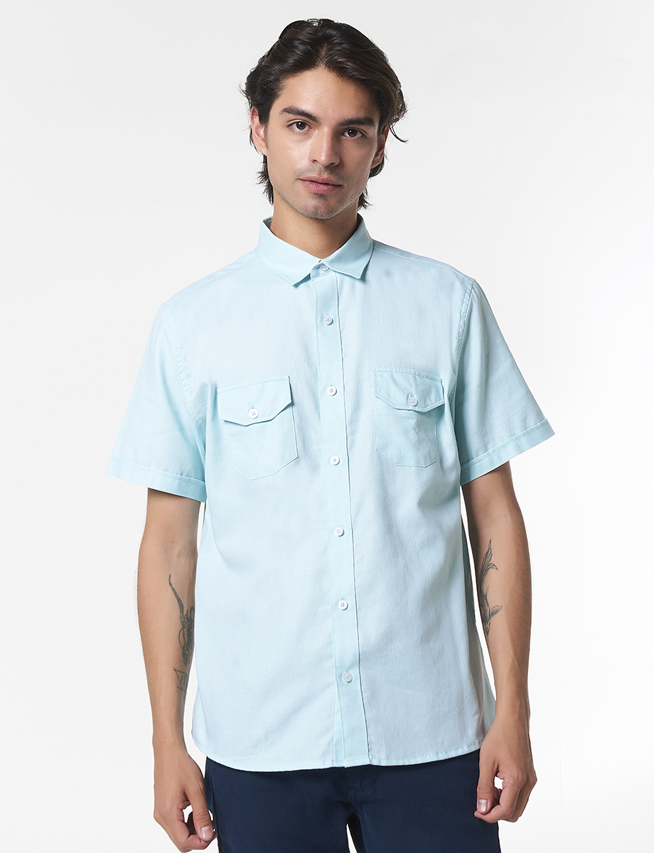 Camisa Verde Menta con Bolsillos