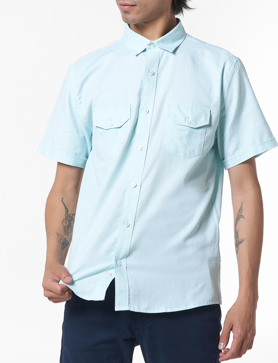 Camisa Verde Menta con Bolsillos